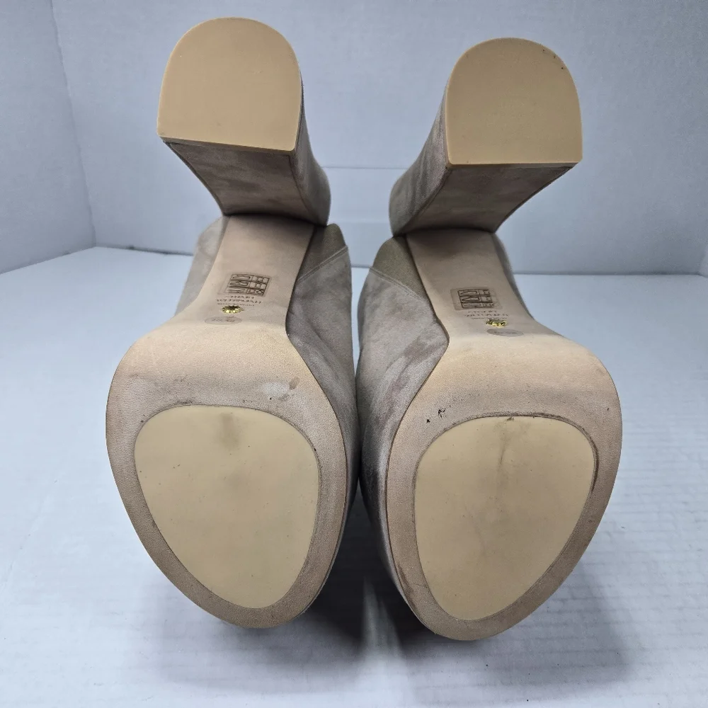 Stuart Weitzman Skyhigh 145mm Natural Tan Slide Platform Mules Size 10 1/2 M